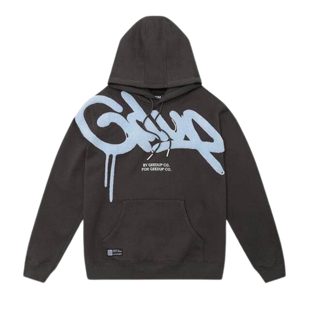 Geedup Co Handstyle Hoodie - Graphite/Pale Blue