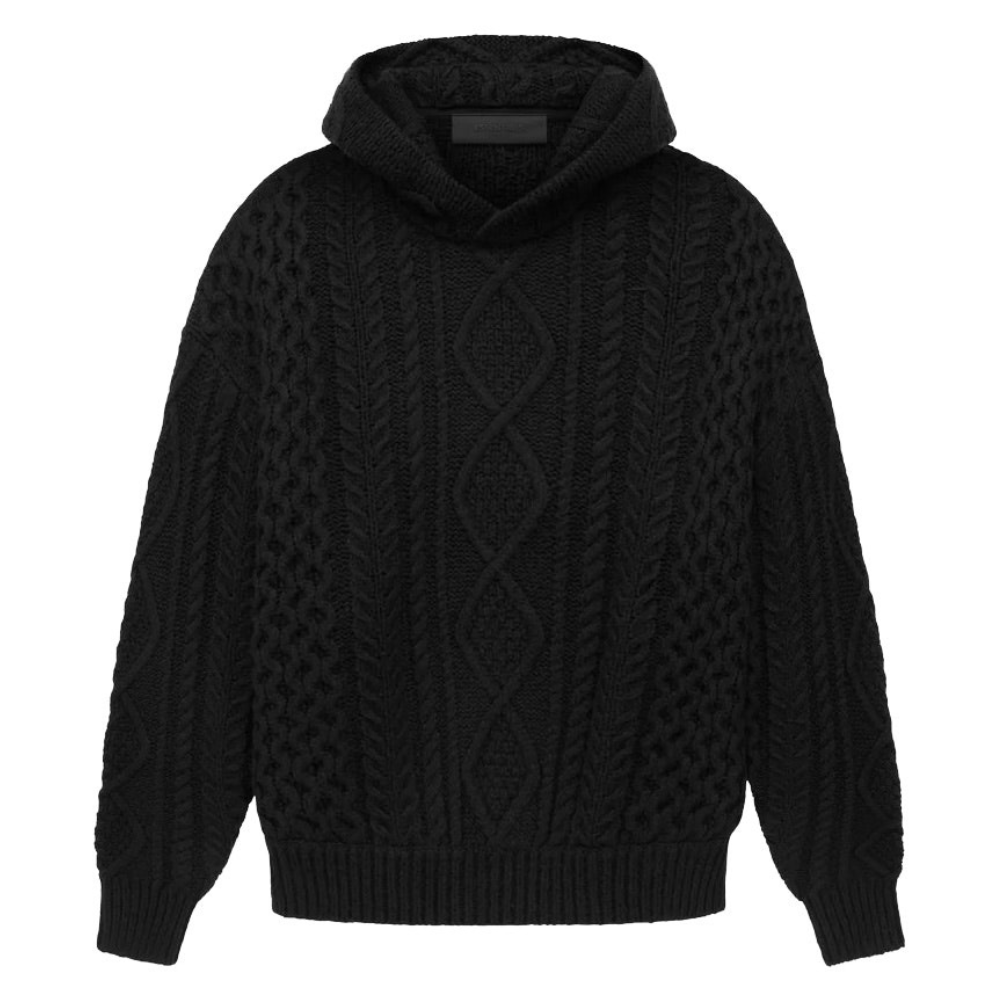 Fear Of God Essentials 'The Black Collection' Cable Knit Hoodie - Black (SS23)