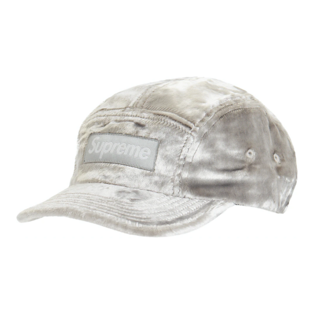 Supreme Crushed Velvet Camp Cap Grey