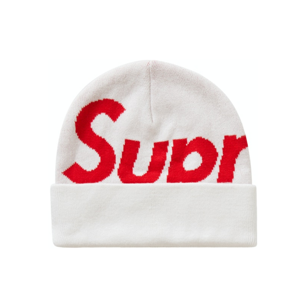 Supreme Big Logo Beanie White