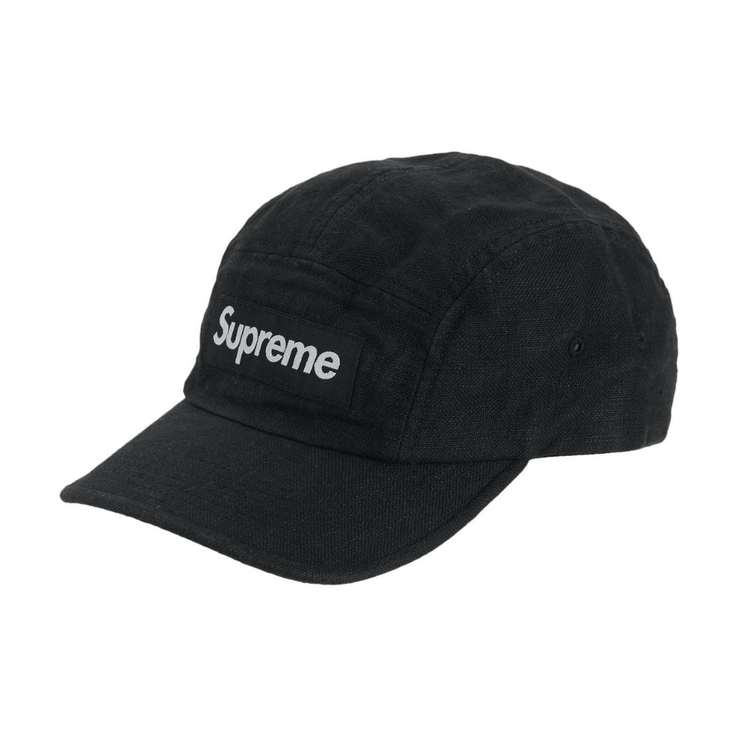 Supreme Linen Fitted Camp Cap Black