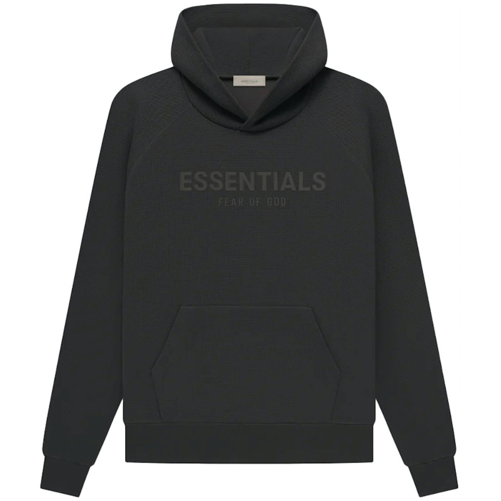 Fear Of God Essentials Waffle Raglan Hoodie - Off Black (SS23)
